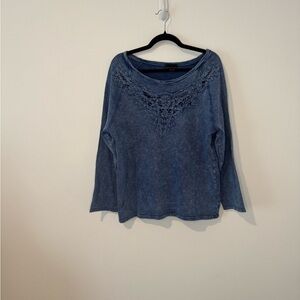 Jeans by Buffalo Blue Long Sleeve Crochet Detail Top Size XL
